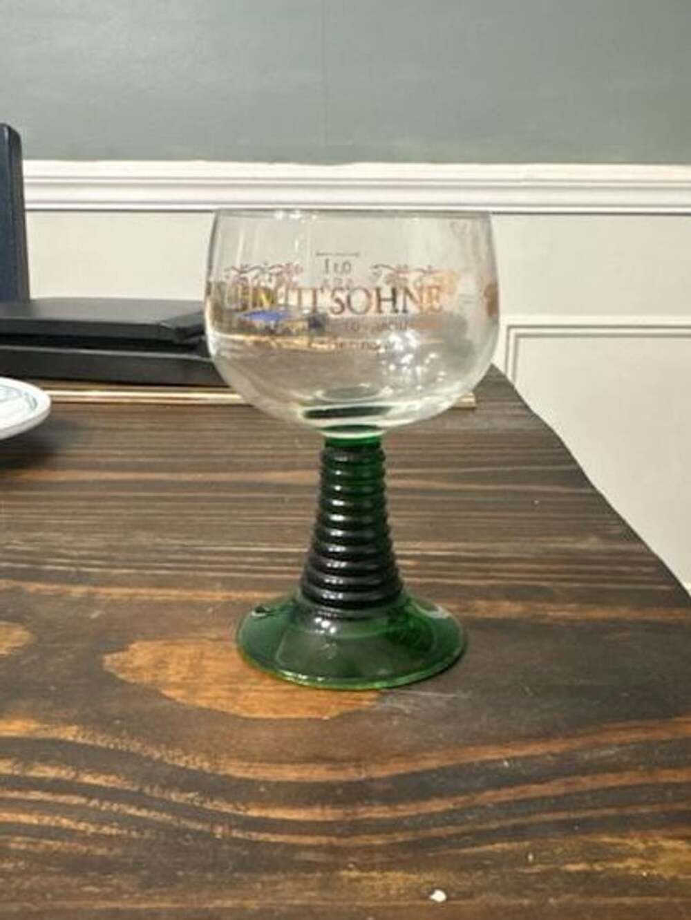Schmitt Sohne Glass Made in W. Germany Twisted Green Beehive Stem